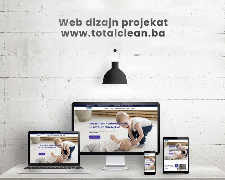 Web dizajn Totalclean.ba, redizajn web stranice. Aktuelno Design d.o.o. Sarajevo