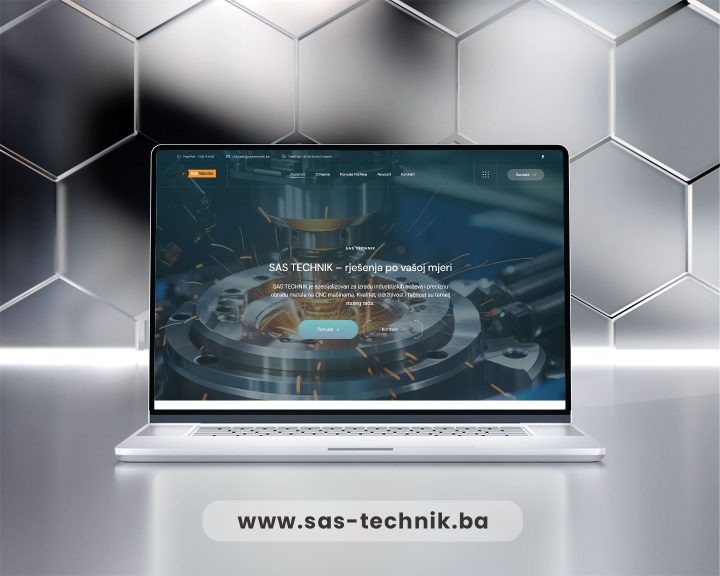 Web stranica za SAS TECHNIK i CNC obradu metala - Izrada web stranica Sarajevo