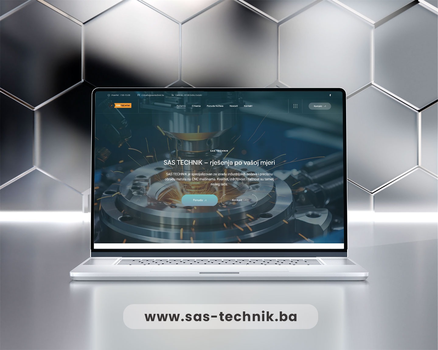 Web stranica za SAS TECHNIK i CNC obradu metala - Izrada web stranica Sarajevo